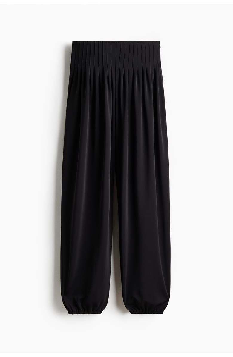 H&M Pleated Barrel-leg Trousers, Main, color, Black