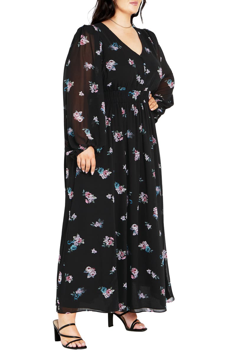 City Chic Jemina Floral Print Long Sleeve Maxi Dress, Alternate, color,