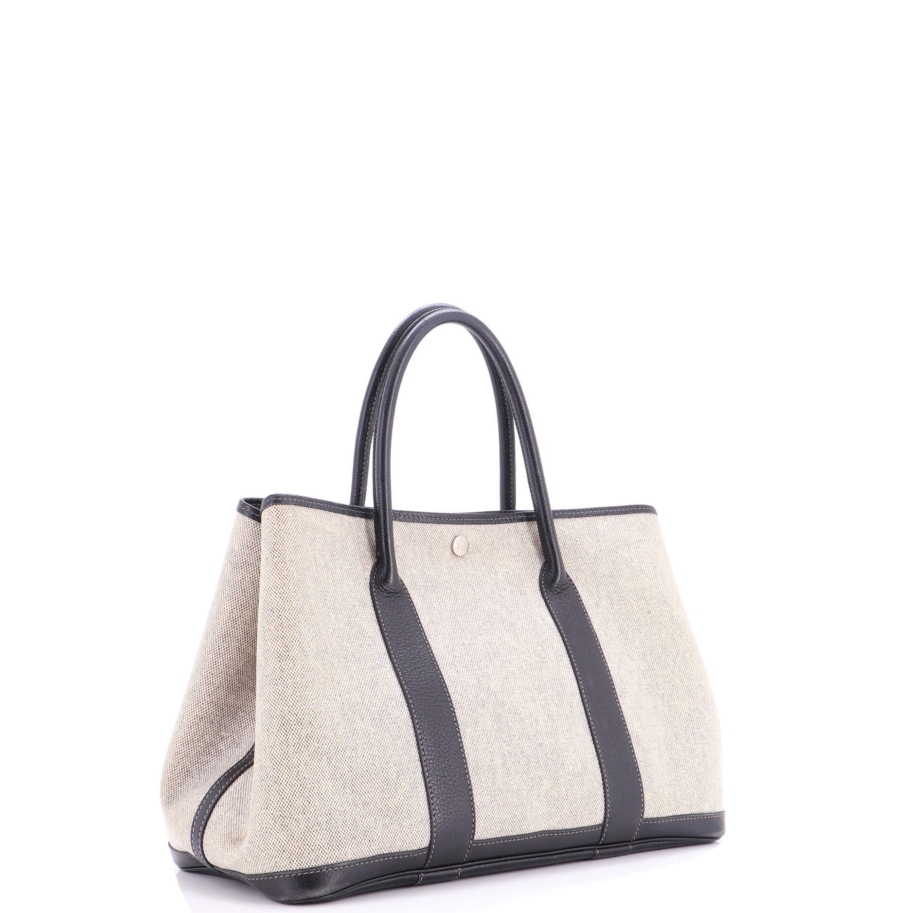 Pre-Owned Hermes Garden Party Tote Toile and Leather 36, Alternate, color, Noir