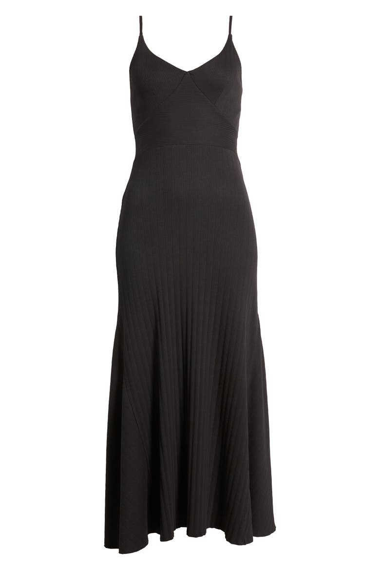 Melanie Rib Midi Dress, Alternate, color, JET BLACK