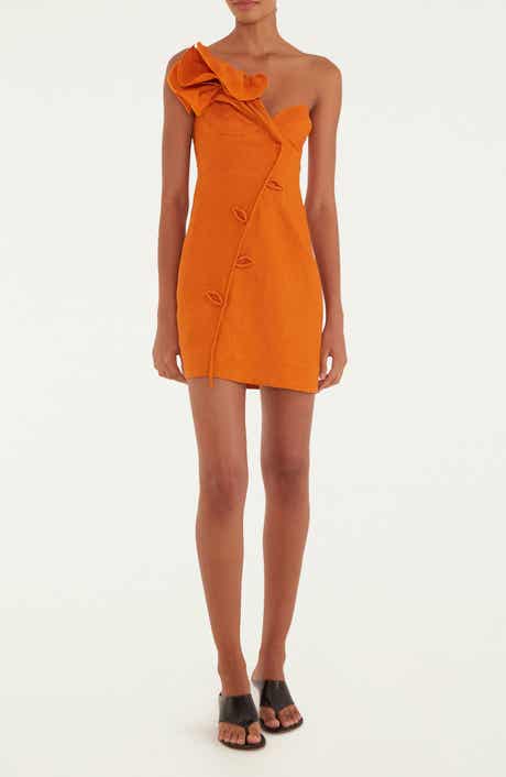 Orange Flower Euroflax™ Premium Linen Minidress