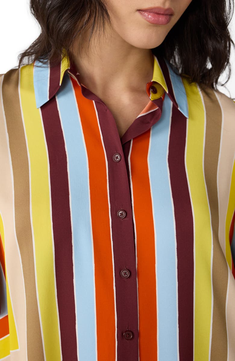 Diane von Furstenberg Alexa Stripe Stretch Silk Button-Up Shirt, Alternate, color, Dorian Stripe Multi