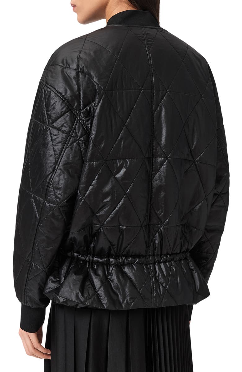 AllSaints Alii Quilted Bomber Jacket, Alternate, color, Black