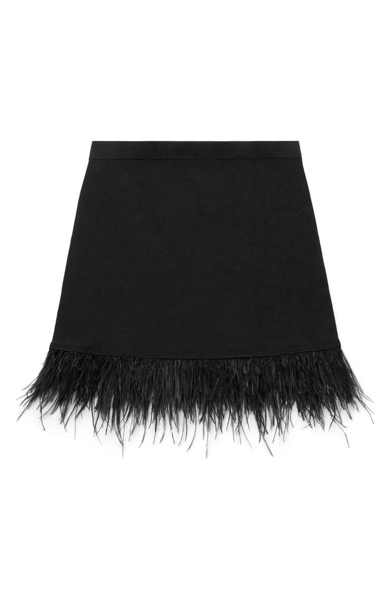 STAUD Chaya Ostrich Feather Trim Skirt, Alternate, color, 