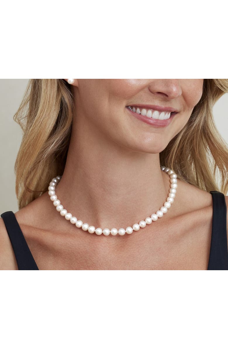 The Pearl Source Freshwater Pearl Necklace 7.5-8.5mm AAAA, Alternate, color, White Gold - Gabriella Clasp
