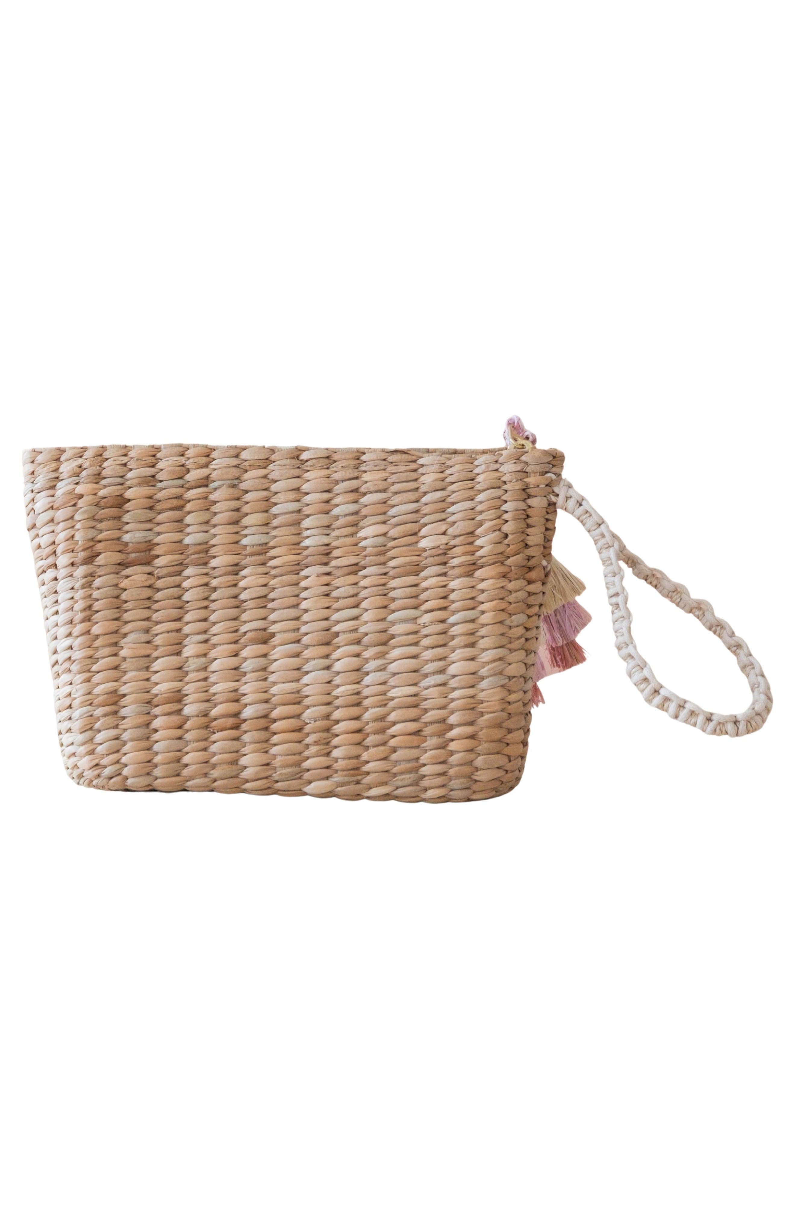 LIKHA Hummingbird Embroidered Straw Pouch, Alternate, color, 