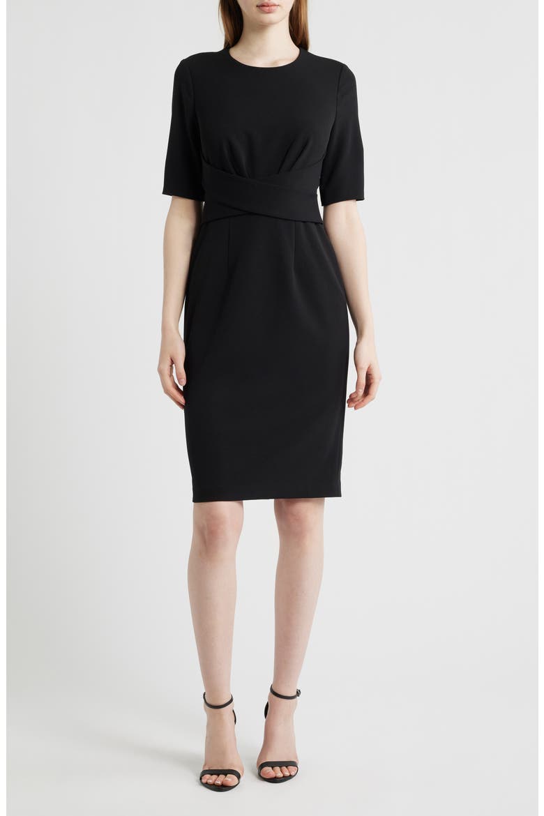 Wrap Overlay Sheath Dress, Main, color, ANNE BLACK