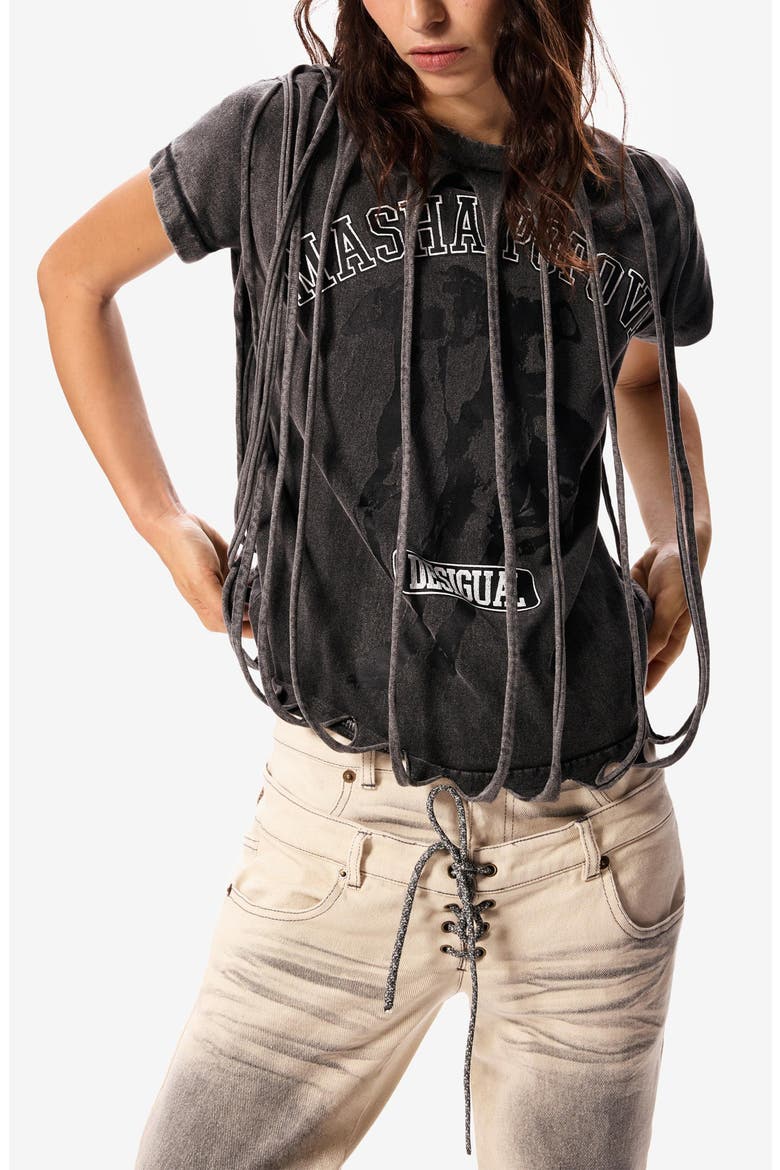 Slit Overlay T-Shirt, Alternate, color, BLACK