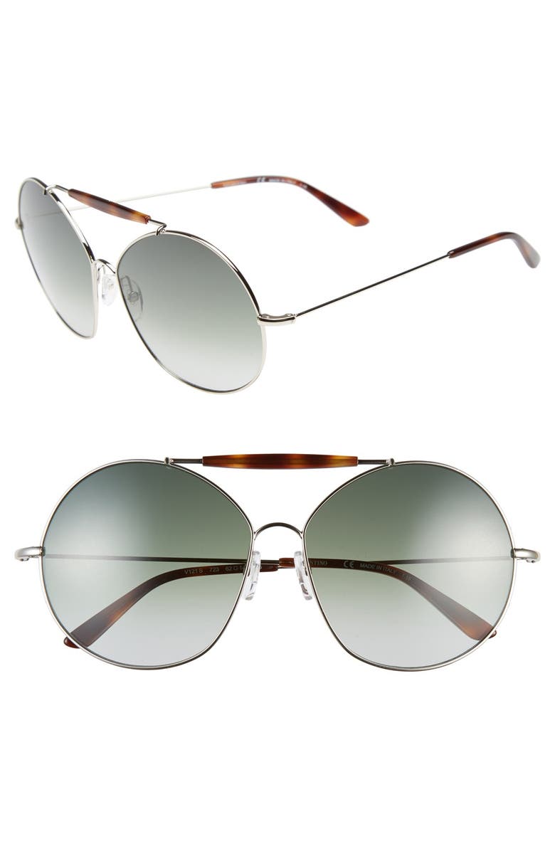Valentino 'Runway' 62mm Aviator Sunglasses, Main, color, 