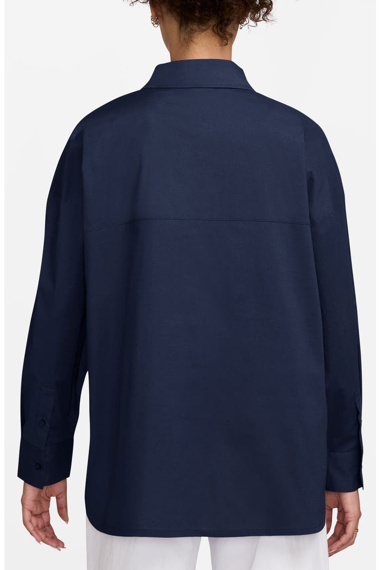 Sportswear Chill Stretch Cotton Poplin Button-Up Shirt, Alternate, color, MIDNIGHT NAVY/ SAIL