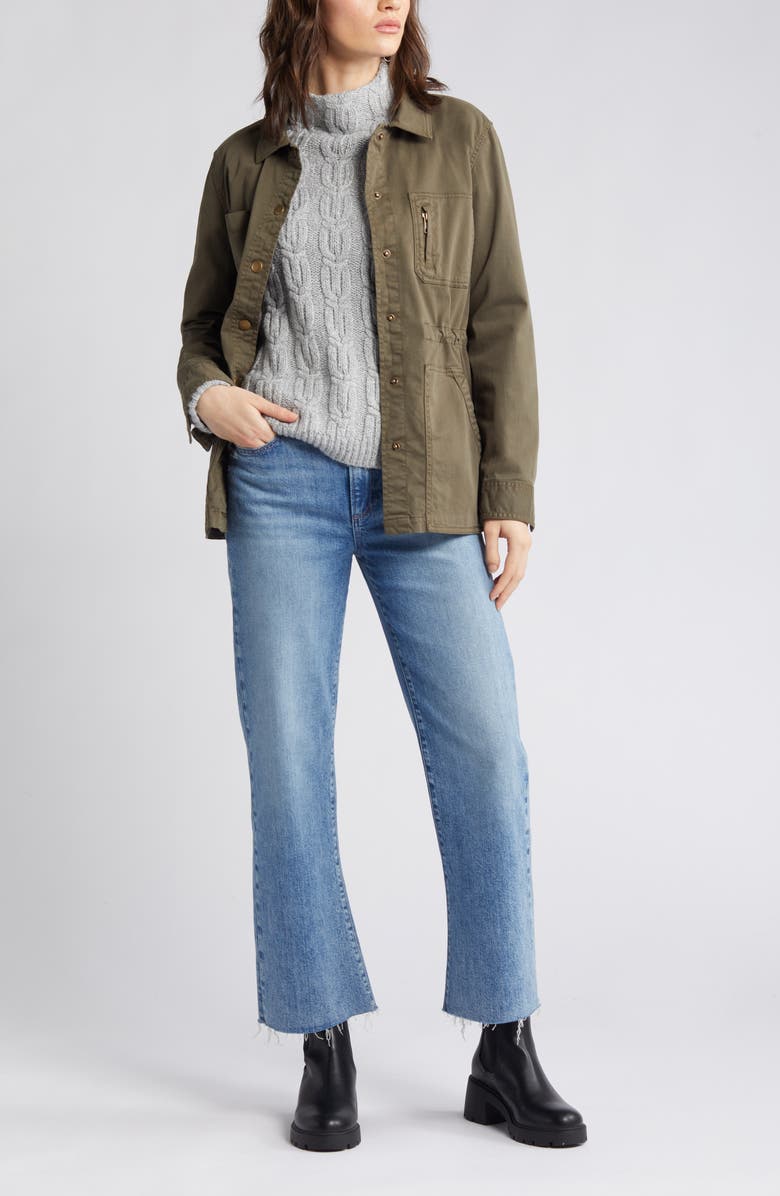 Caslon<sup>®</sup> Cable Knit Funnel Neck Sweater, Main, color, 