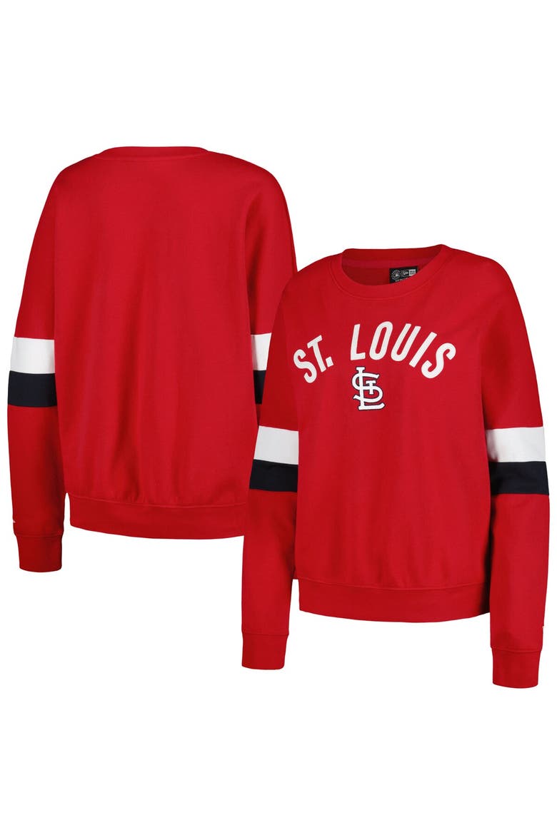 Women's New Era Red St. Louis Cardinals Game Day Crew Pullover Sweatshirt, Main, color, Red
