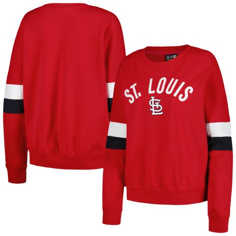 Women's New Era Red St. Louis Cardinals Game Day Crew Pullover Sweatshirt