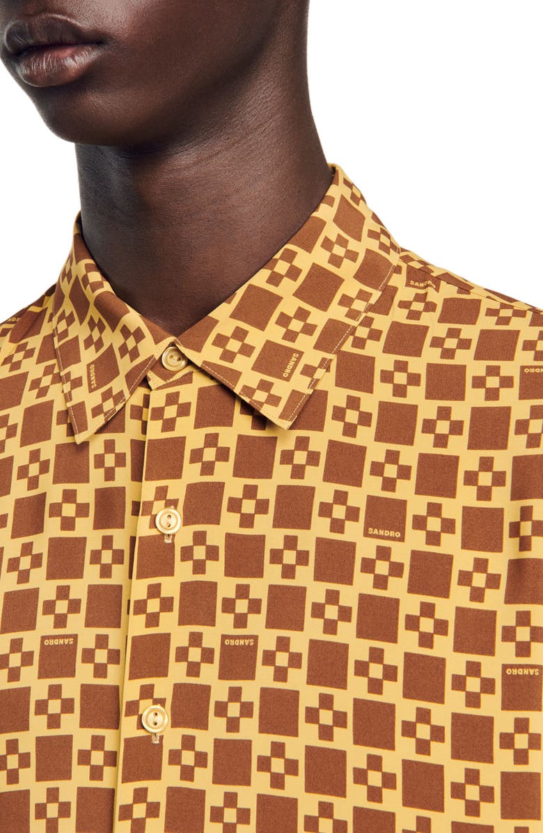SANDRO Square cross motif flowing shirt, Alternate, color, 