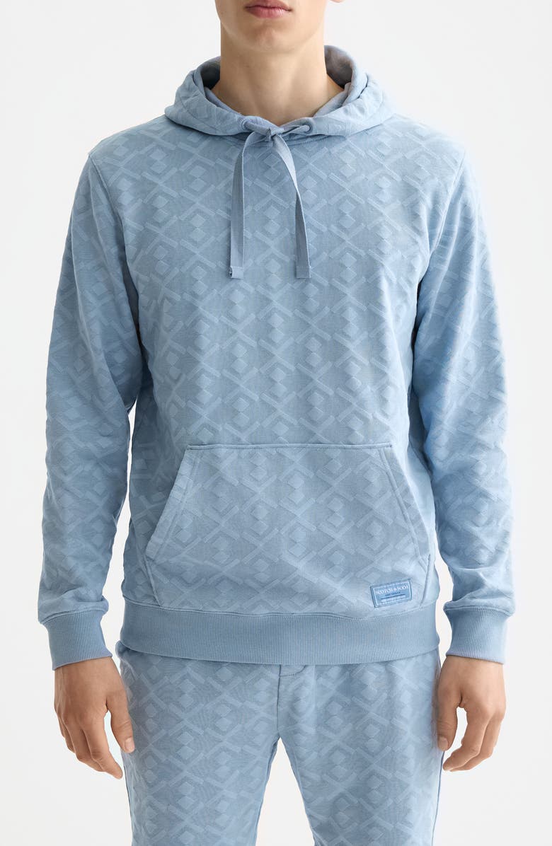 Scotch & Soda Geo Jacquard Terry Hoodie, Main, color, Faded Denim