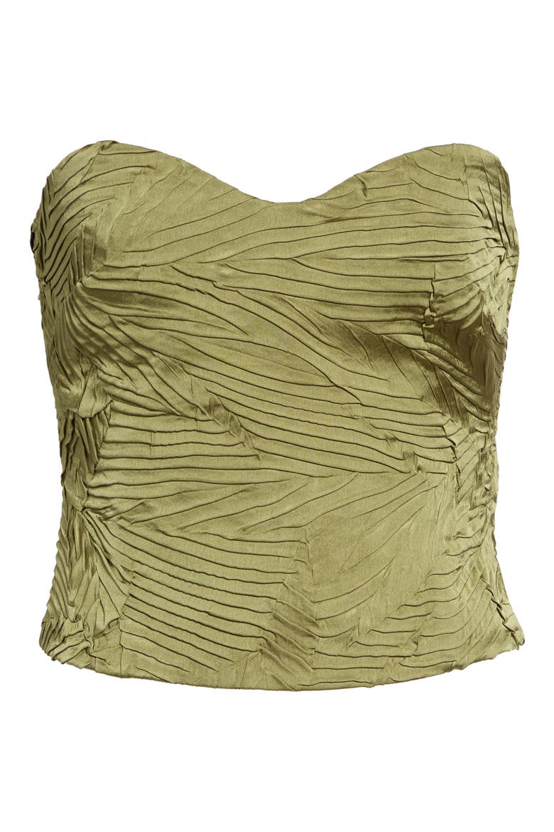 Heleen Pleated Strapless Bustier Top, Alternate, color, MOSS GOLD