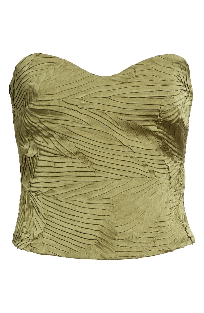Ulla Johnson Heleen Pleated Strapless Bustier Top, Main, color, Moss Gold