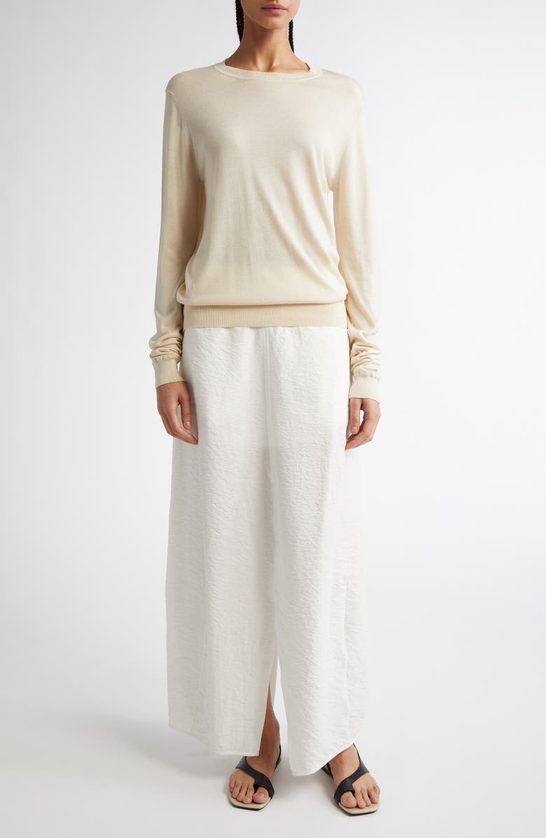 TOTEME Fine Silk & Cupro Crewneck Sweater, Alternate, color, Ecru
