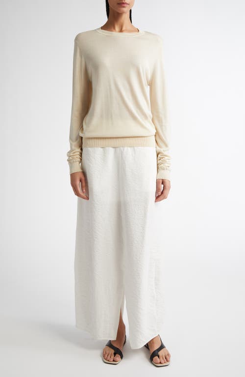 Totême Toteme Fine Silk & Cupro Crewneck Sweater In Ecru