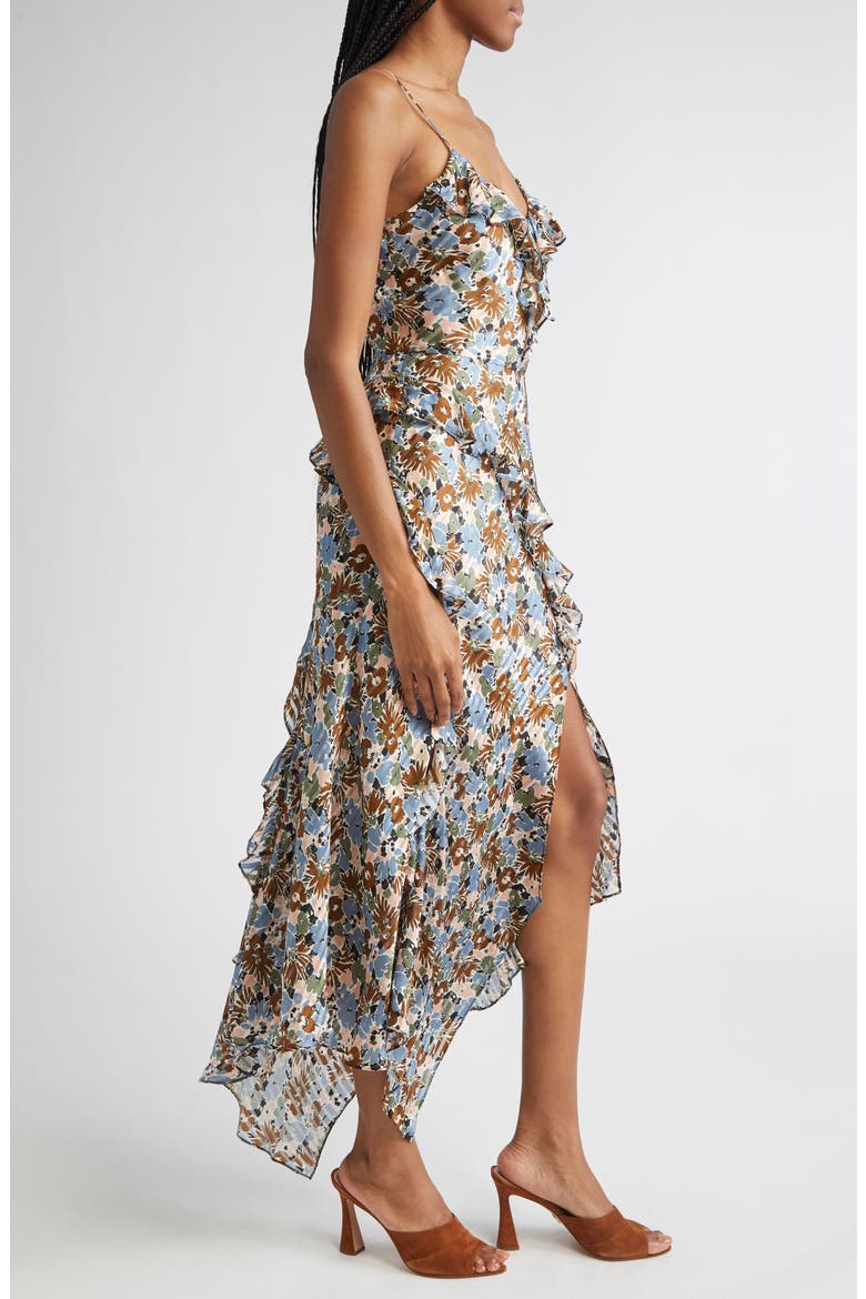 Avenel Floral Asymmetric Hem Silk Dress, Alternate, color, LAKE MIST MULTI