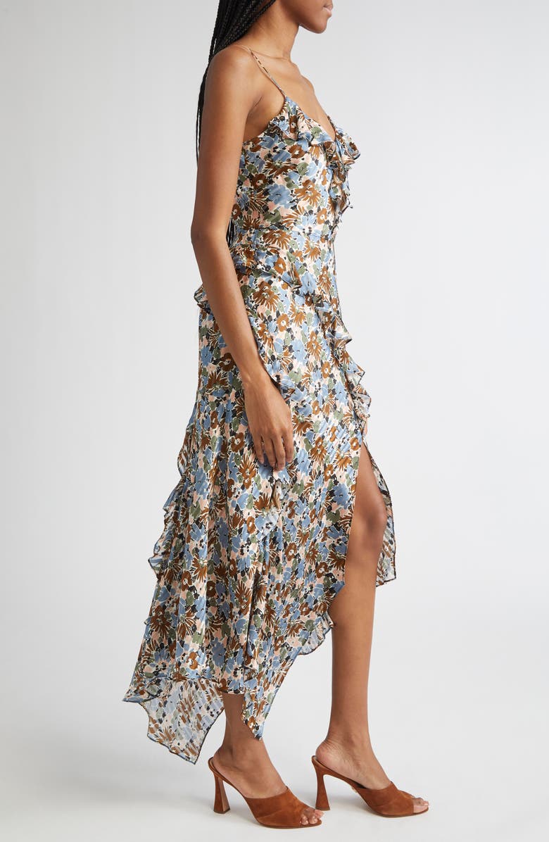 Veronica Beard Avenel Floral Asymmetric Hem Silk Dress, Alternate, color,