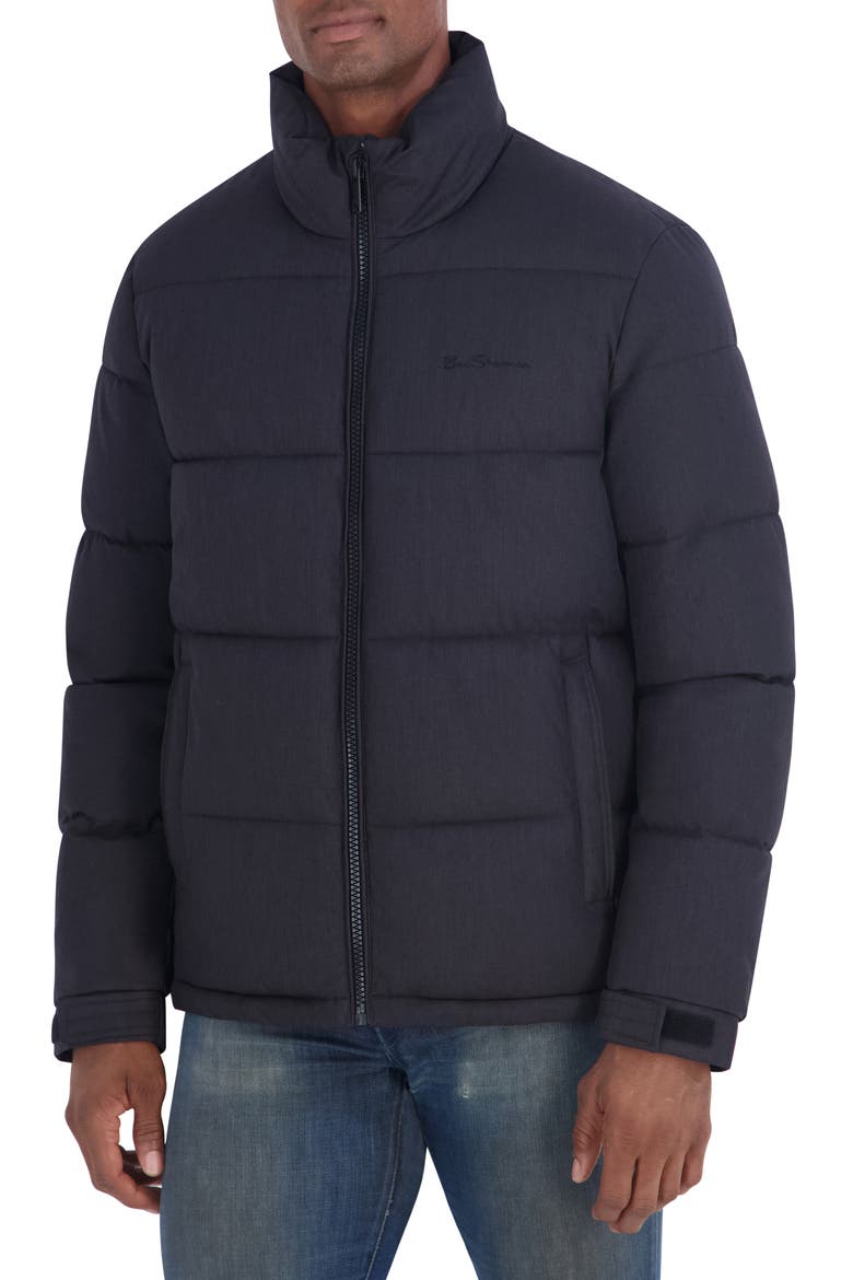 Quilted Puffer Jacket, Alternate, color, HEATHER BLACK