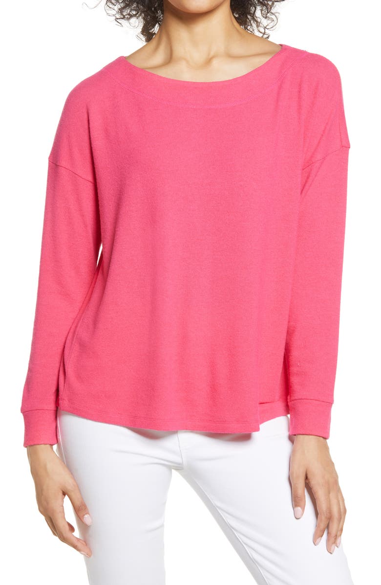GIBSONLOOK Bateau Neck Fleece Top, Main, color,
