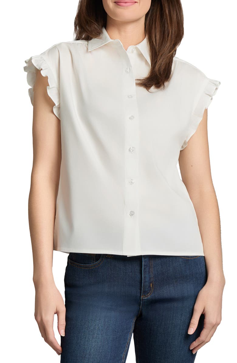 Jones New York Ruffle Sleeve Button-Up Shirt, Main, color, 