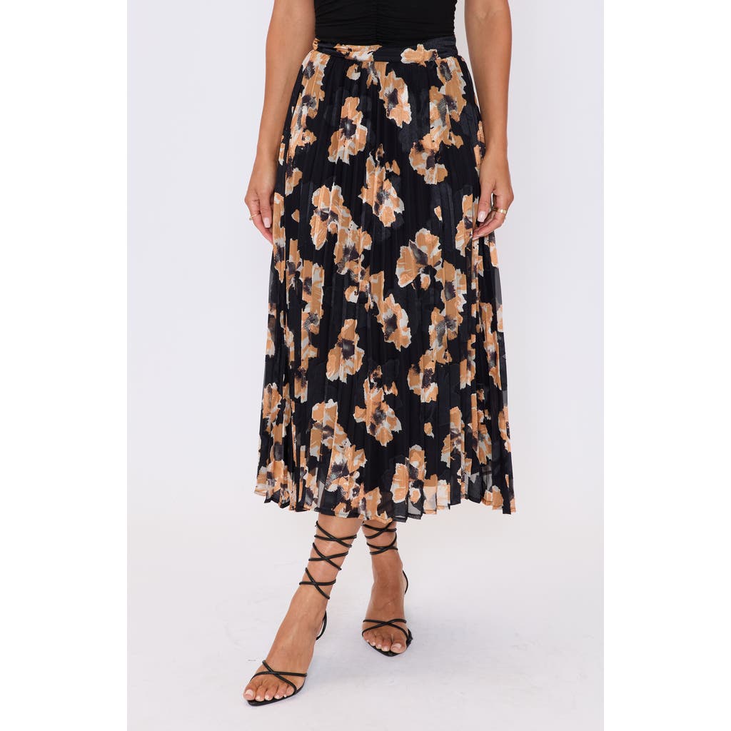 Vici Collection Zora Floral Pleated Midi Skirt In Multi