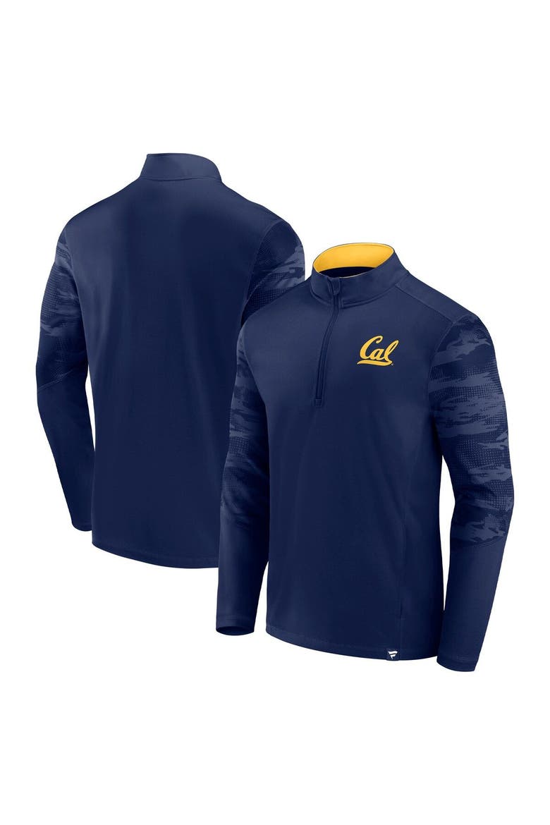 Men's Fanatics Branded Navy Cal Bears Ringer Quarter-Zip Top, Main, color, Navy