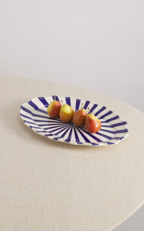 Maison Madison Home Mafalda 15,5'' Oval Platter In Blue/cream