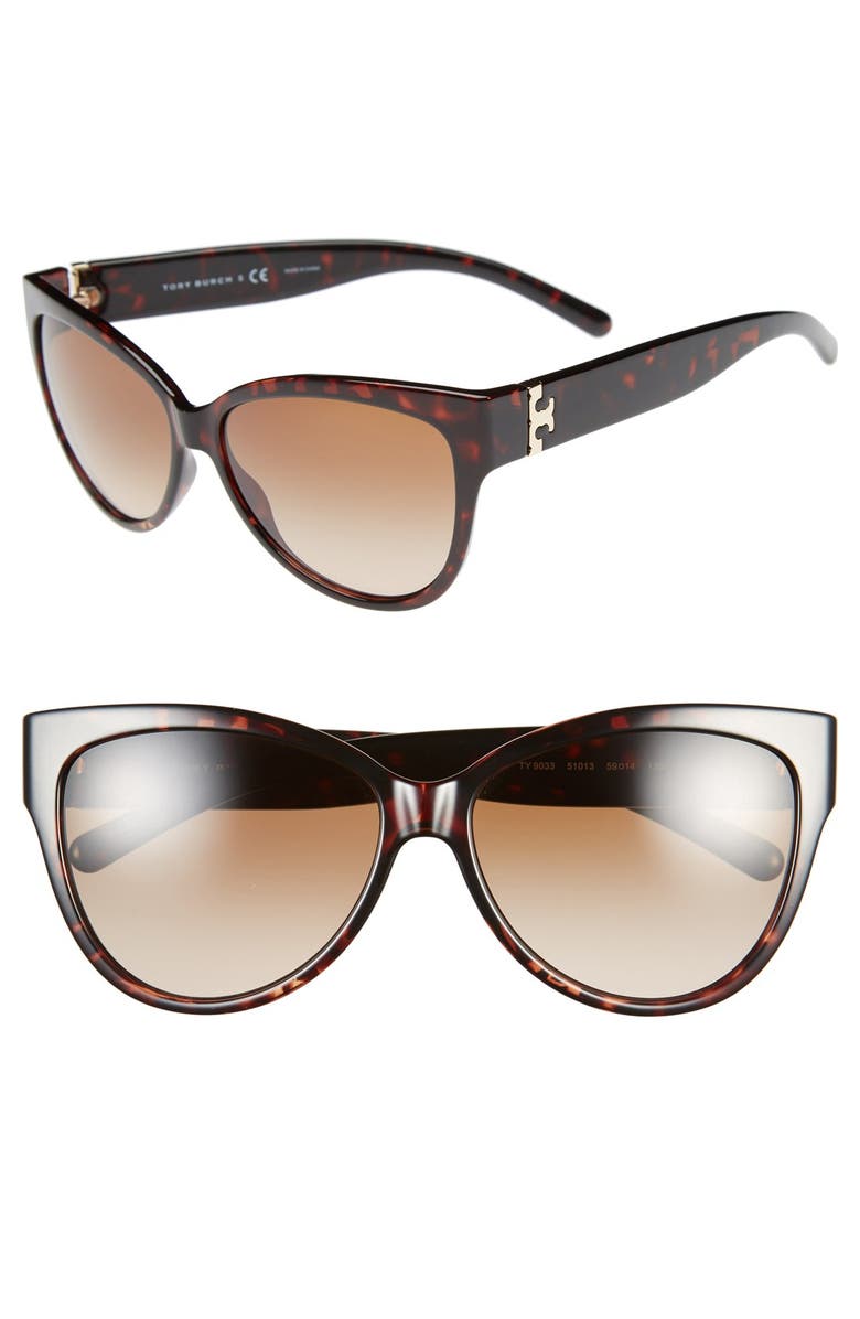 Tory Burch 59mm Cat Eye Sunglasses, Main, color,