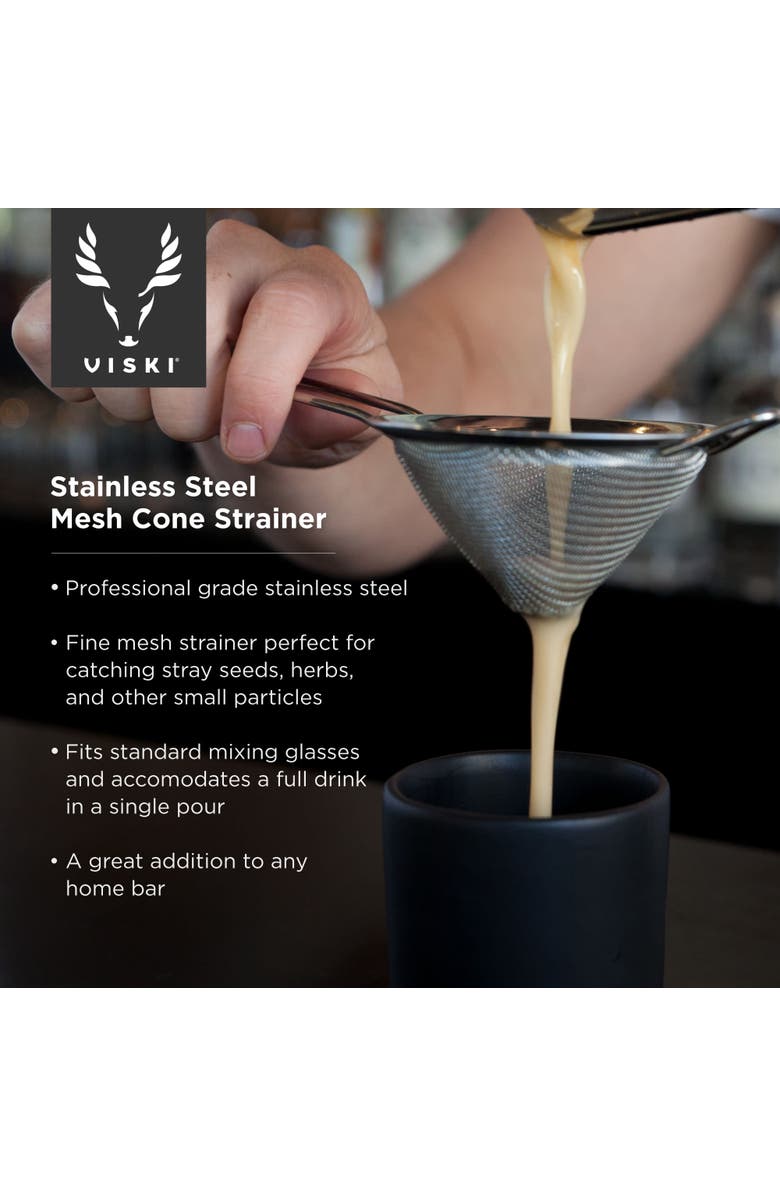 Viski Harrison Mesh Cone Strainer in Stainless Steel, Alternate, color, Silver