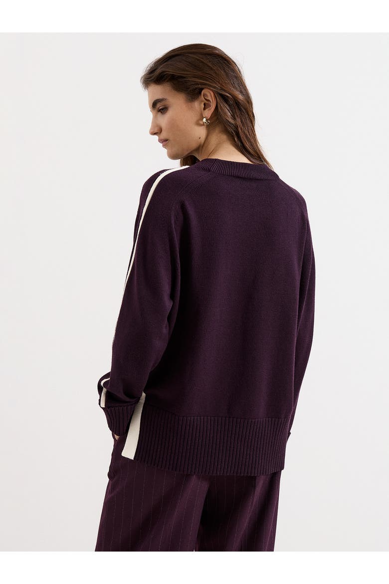 Hallie Tipped Knitted Jumper, Alternate, color, Burgundy
