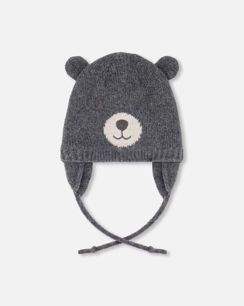 Deux Par Deux Lined Knit Hat With Ears In Gray