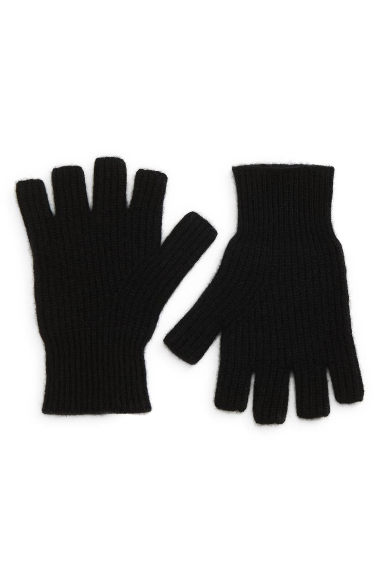 Vince Boiled Cashmere Fingerless Gloves, Main, color, 001Blk