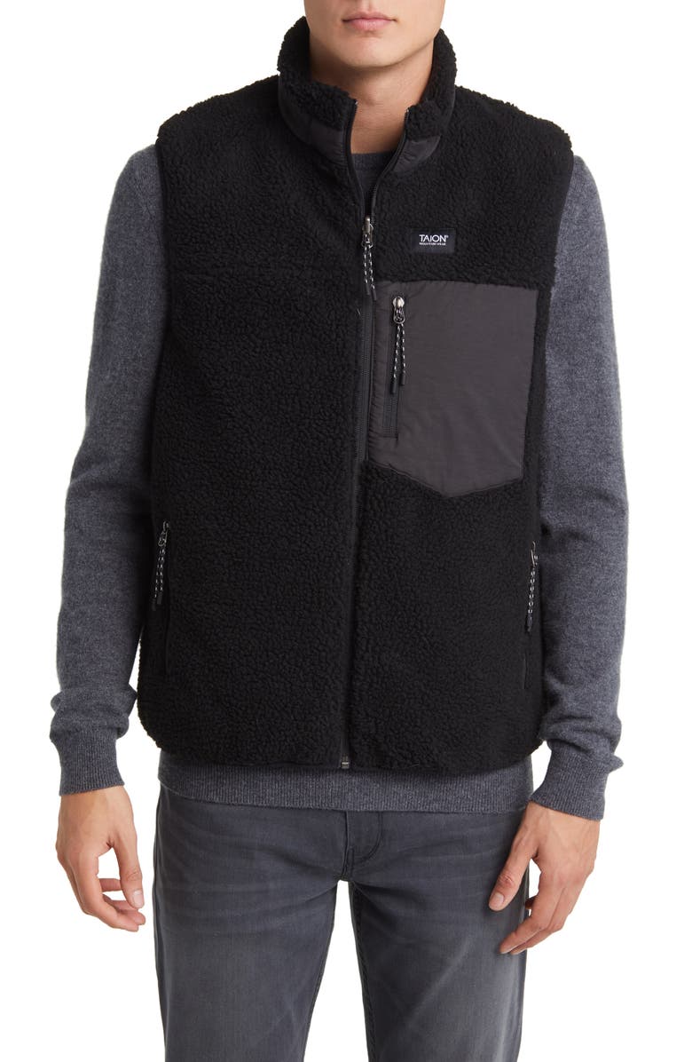 TAION Reversible High Pile Fleece & 800 Fill Power Down Quilted Vest, Alternate, color, Blackblack