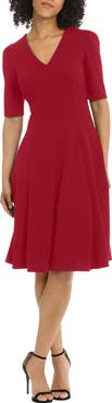 Donna Morgan V-Neck Fit & Flare Dress