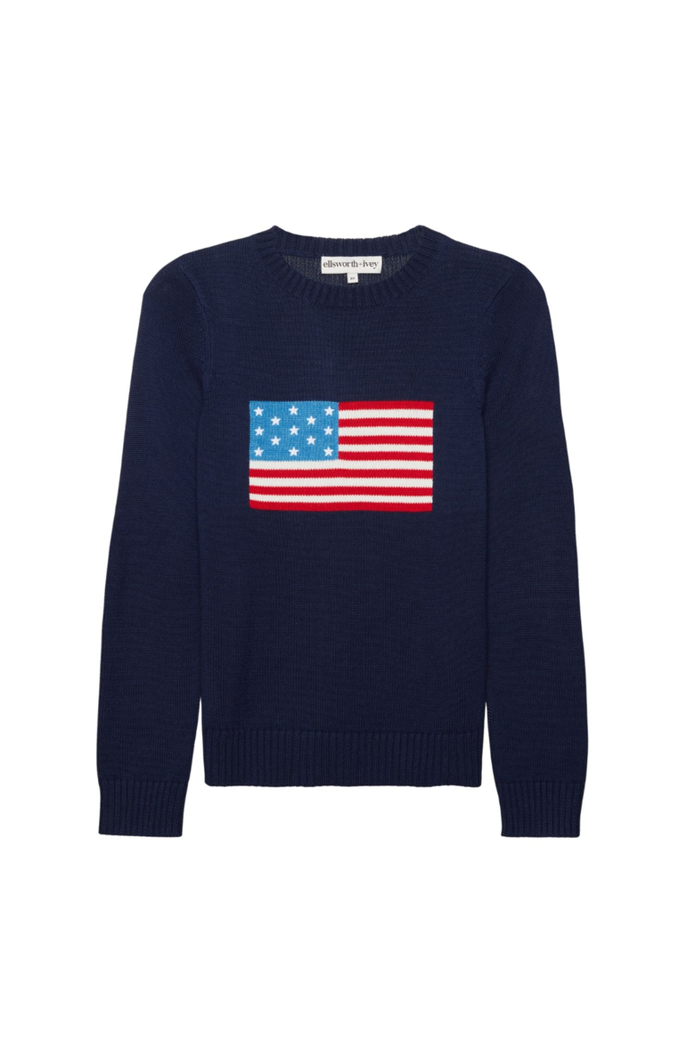 Classic Crewneck Sweater - American Flag, Main, color, Navy