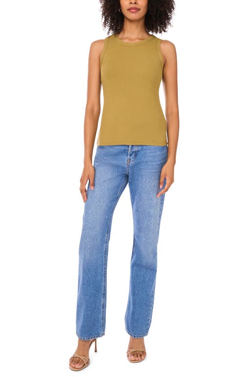 Halogen ® Fitted Ribbed Tank Top In Green