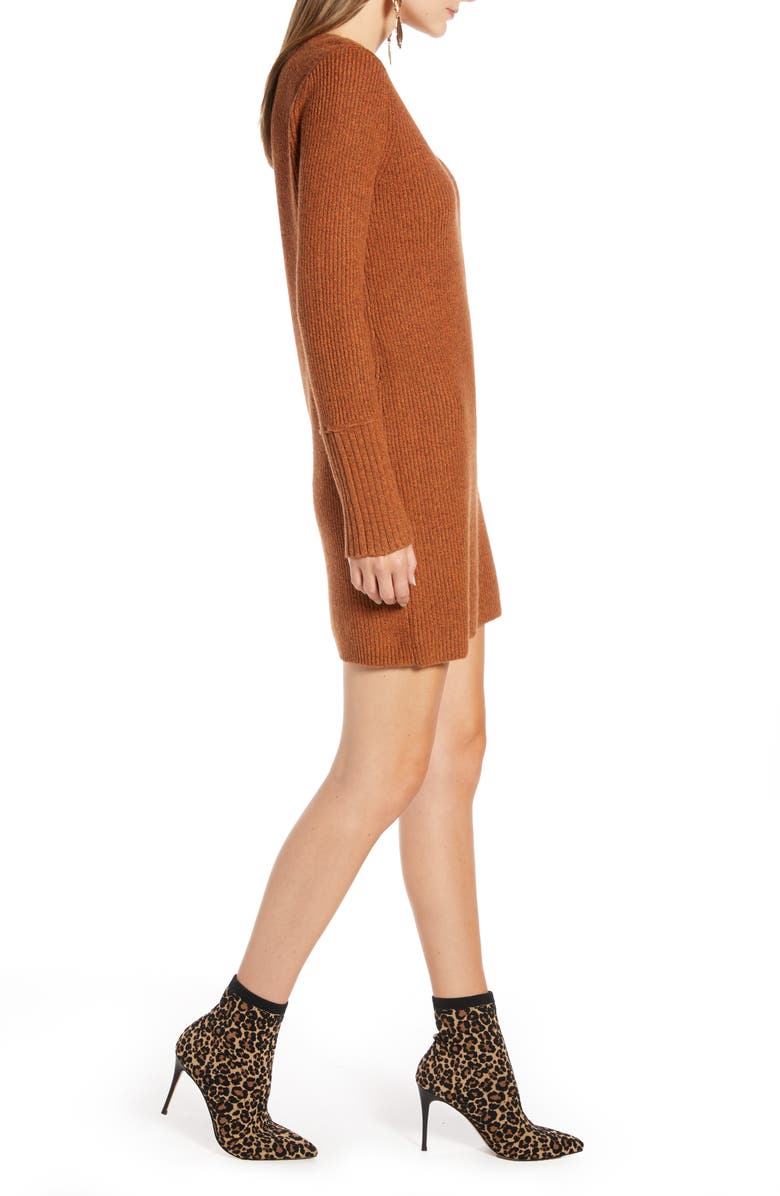 Something Navy Fitted Long Sleeve Tunic Sweater Dress, Alternate, color, 