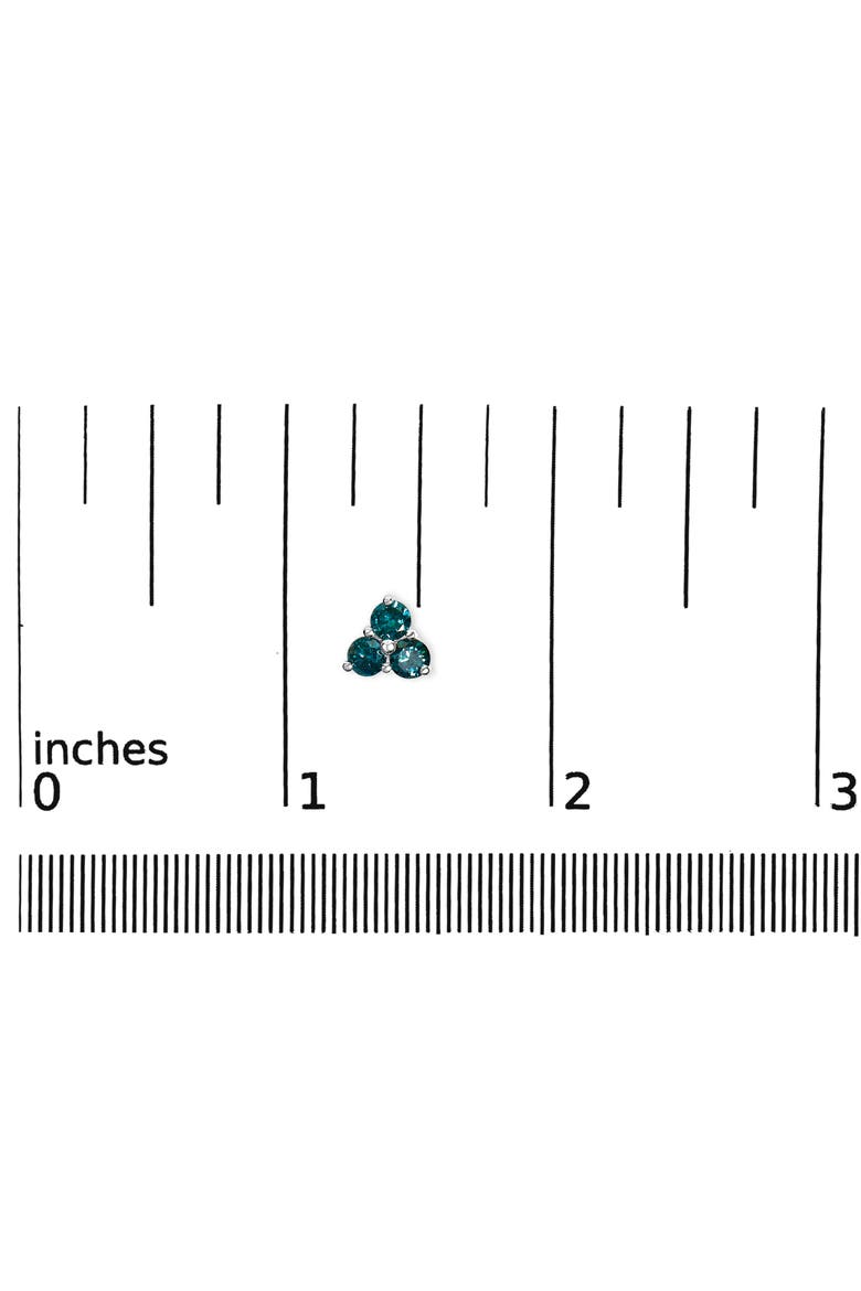 14KT White Gold Treated Blue Diamond Trio Stud Earrings, Alternate, color, White