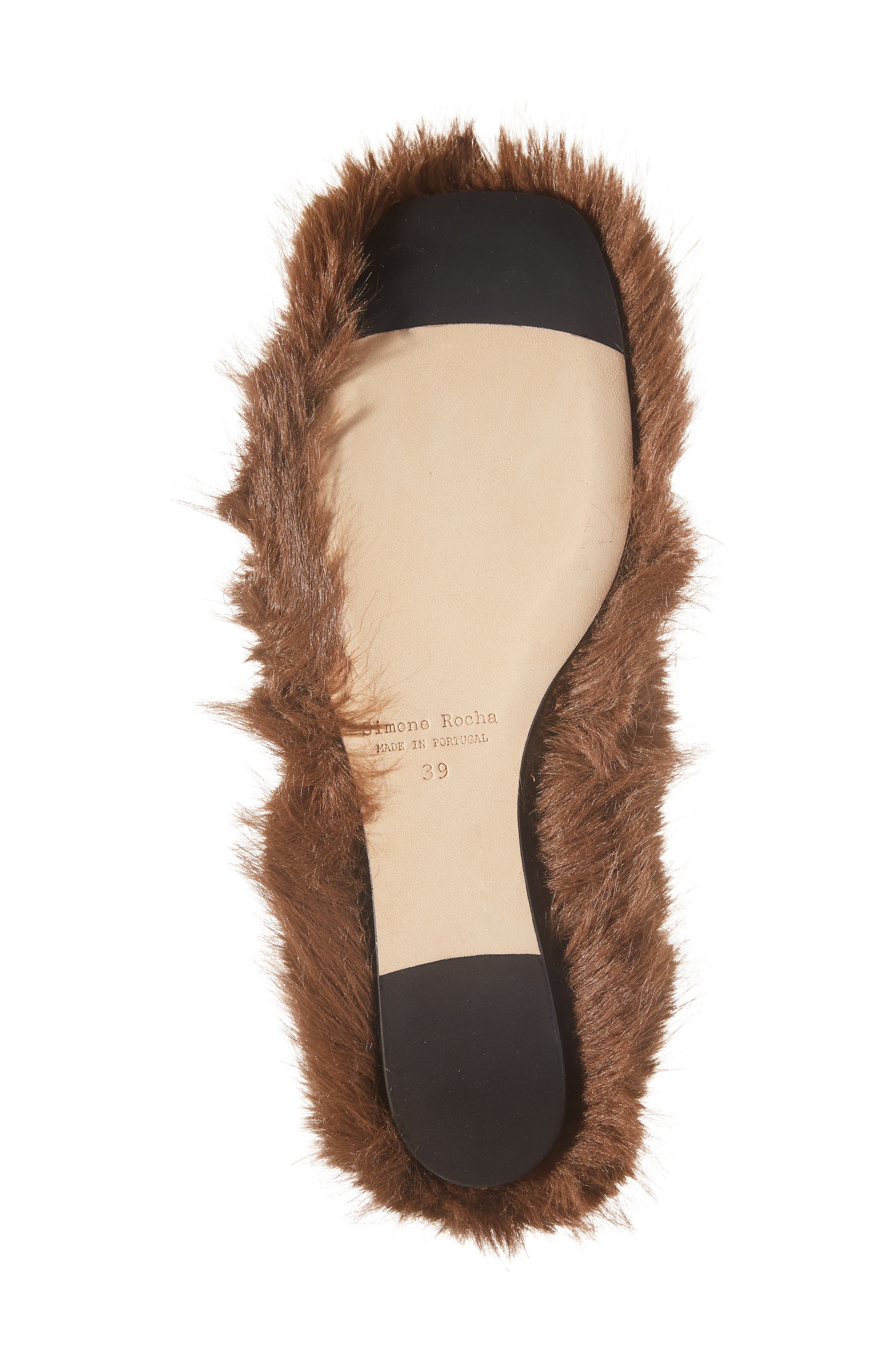 Simone Rocha Faux Fur Crisscross Strap Ballet Flat, Alternate, color, 