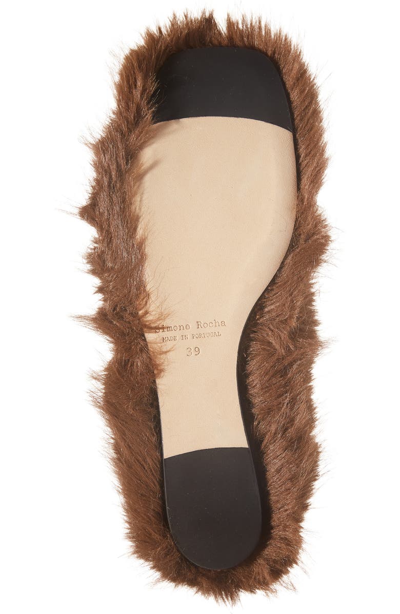 Simone Rocha Faux Fur Crisscross Strap Ballet Flat, Alternate, color,