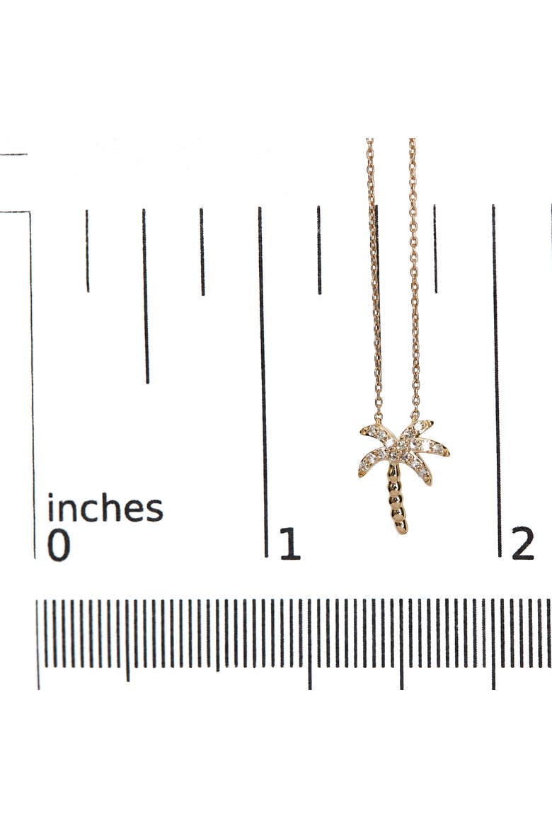 10K Yellow Gold 1/10 Cttw Round Diamond Palm Tree Inch Pendant Necklace, Alternate, color, Yellow