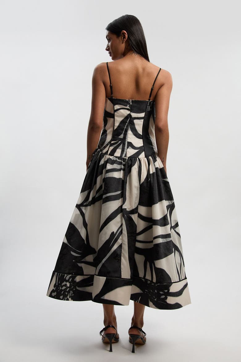 Floral Jacquard Maxi Prom Dress, Alternate, color, Mono