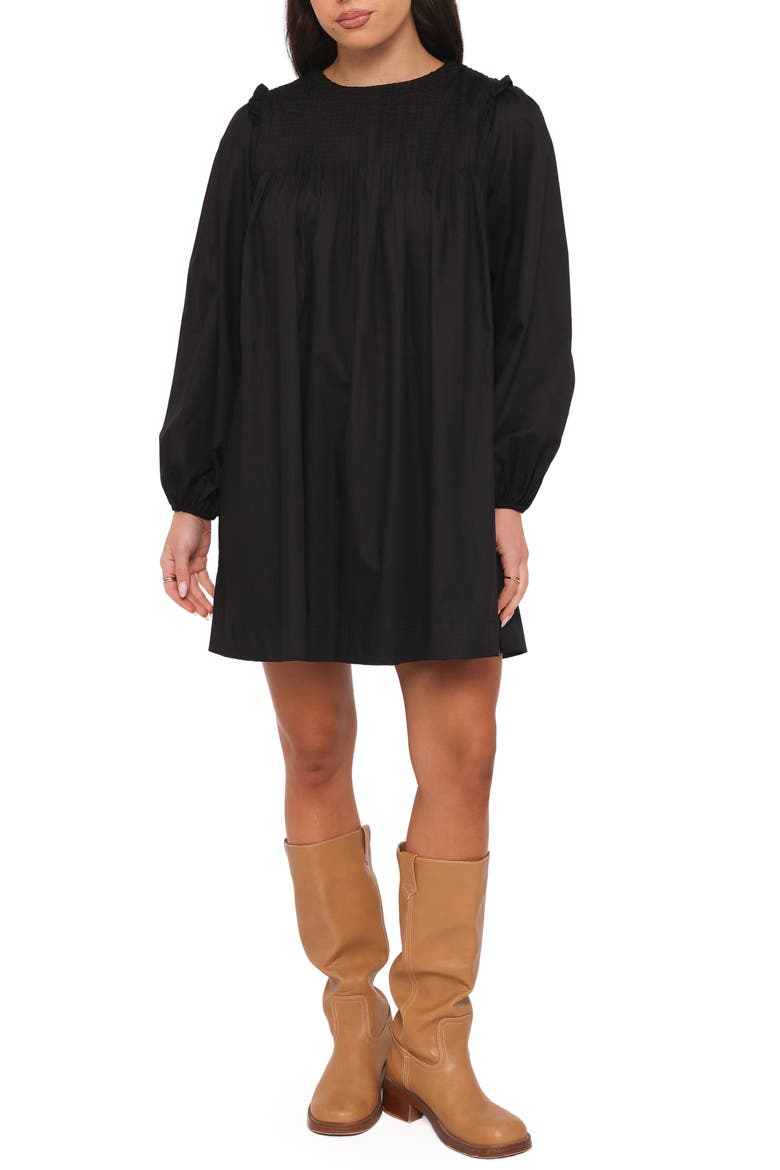 Wyatt Long Sleeve Minidress, Main, color, BLACK