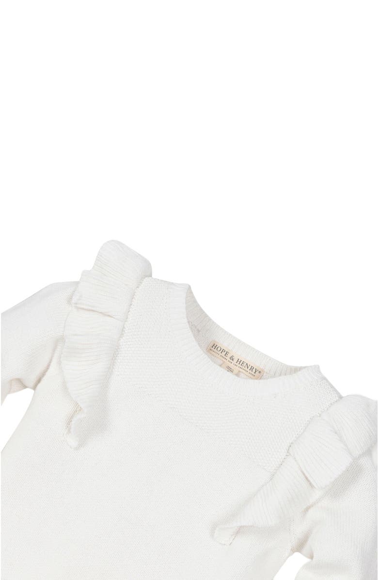 Hope & Henry Baby Girls' Pointelle Yoke Ruffle Sweater, Infant, Alternate, color, Soft White