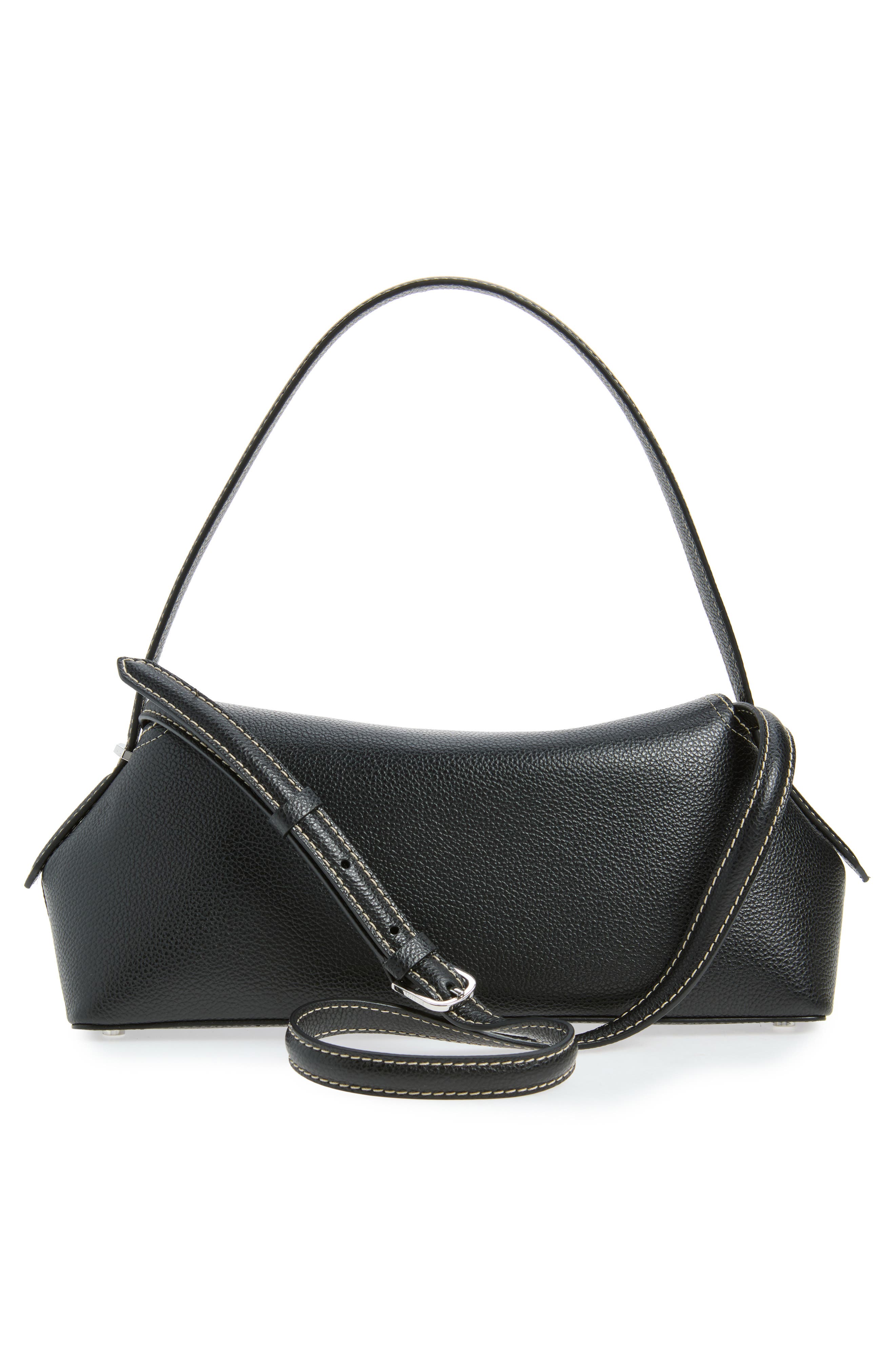 TOTEME T-Lock Leather Shoulder Bag, Alternate, color, Black