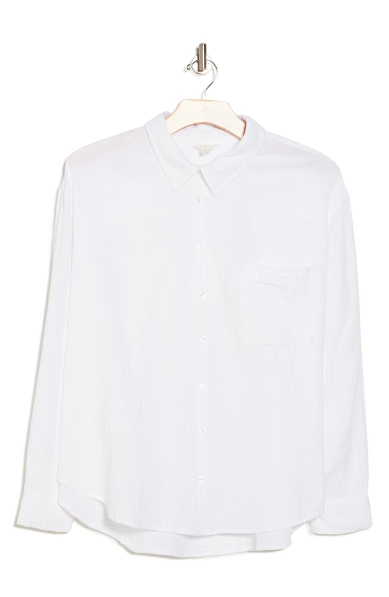 Caslon<sup>®</sup> Relaxed Cotton Gauze Button-Up Shirt, Alternate, color, White